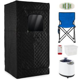 Extra-Large Home Sauna Tent with Foldable Chair - 220lbs Capacity, 360° All-Round Steam, Tool-Free Setup-Black